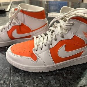 Nike Air Jordan Mid women’s 9.5 orange and white - lightly worn